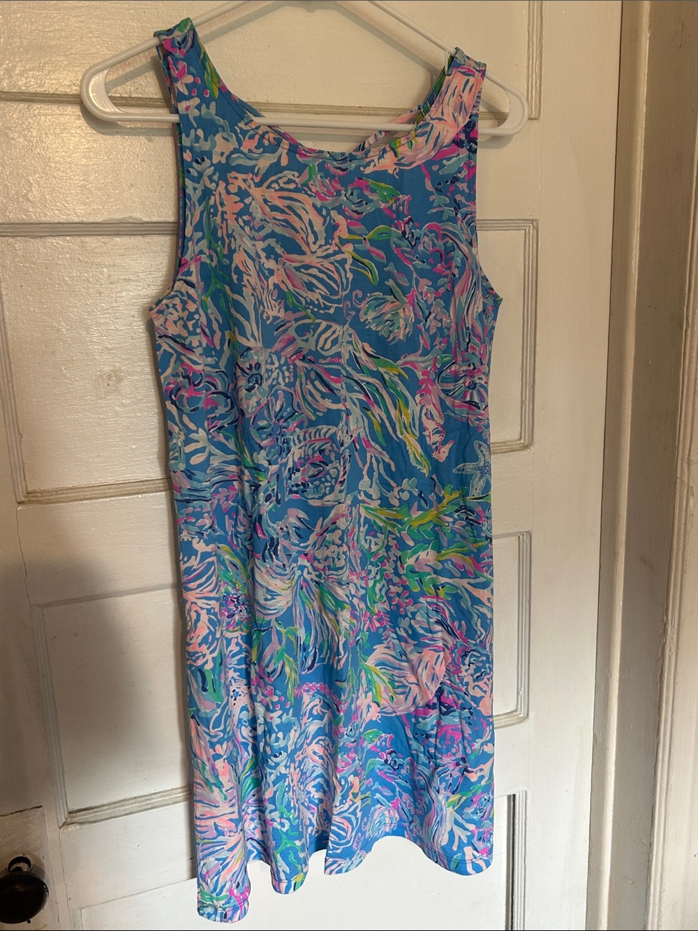 Lilly Pulitzer Blue and Pink Sleeveless Printed Shift Dress